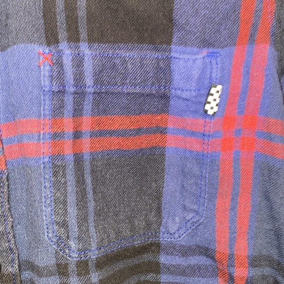 Vans Medium Blue Red Button Up Long Sleeve Casual Outdoors Shirt - Picture 5 of 13